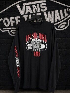 Vans x One Piece Off The Wall Long Sleeve Graphic T-Shirt Mens XL Black Anime